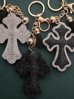 Rhinestone✝️ Cross Bag Charm /Keychain✝️NWT
